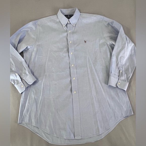Men's RALPH LAUREN Blue "Yarmouth" Long Sleeve Oxford Dress Shirt‎ Size 16.5-33 - Picture 1 of 7